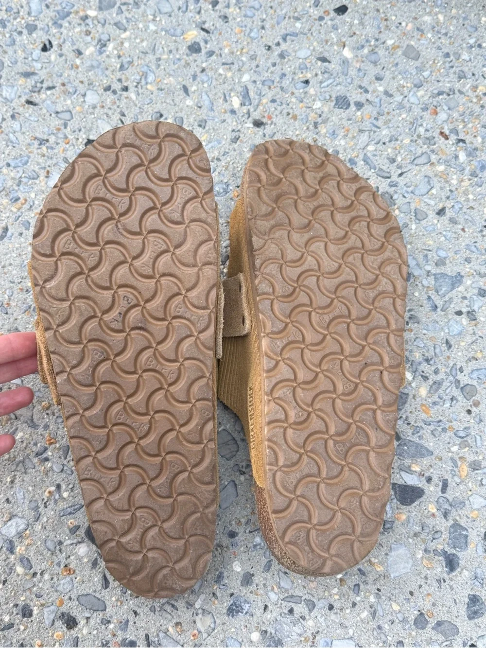 Birkenstock Men's Buckle Slide Sandals in Tan Brown